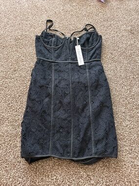 For Love & Lemons Black Lace Mini Dress